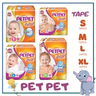 Petpet Tape Diapers S/M/L/XL Gentle to Skin | Lampin Bayi Berlekap Petpet S/M/L/XL Lembut Pada Kulit