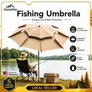 【CampVibe】 Fishing Umbrella Adjustable Payung Mancing Beach Besar Portable 360° Camp Patio Umbrella