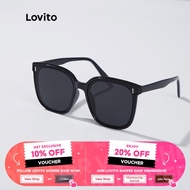 (Trendy) Lovito Casual Sunglasses Plain All-Match Basic Full Rim Sunglasses for Women L34AD057 (Blac
