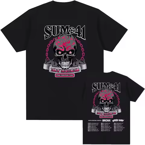 Tour of The Setting Sum Sum41 T-shirt Cotton Summer High Quality Mens Tshirts Round Neck Casual Hip 