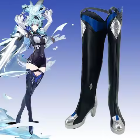 Genshin Impact Eula Cosplay Shoes Boots Halloween Costume Accessory Prop