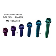 Titanium Bolt 2key Hexa 2 keys Salaya Model Grade 5 size m6 (Thread 10) Titanium Material Ti-6Al-4V