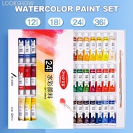 LOOKSHOW 12/24/36colors Watercolor Paint Set in Tubes Art Academy Gouache Pigment Kit 5ml/Tube Water