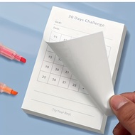 TEMU 30-Day Challenge สมุดโน้ตสี่เหลี่ยมติดเอง - ติดตามเป้าหมายประจำวัน, แพลนเนอร์ผลผลิตแบบมินิมอล