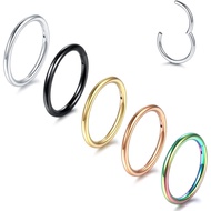 Aumeo 14G 16G 18G 20G Nose Ring Hoop Stainless Steel Hinged Segment Rings Hoops Nose Clicker Ring Tr