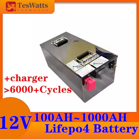 12V Lifepo4 100Ah Lithium Battery 200Ah 300Ah 400Ah 500Ah 600Ah 800Ah 1000Ah for 1KW 2KW Off-Grid Ba