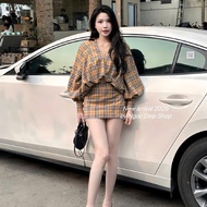 Luxurious women's clothing set, lady's evening set, bbr skirt set with lined Gon Pho hot trend Hoang