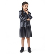 Ready Stock Adams Family cos Costume Halloween Wednesday Adams Black Dress cosplay Costume