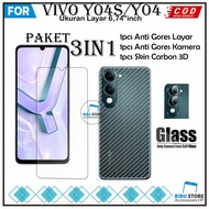 3in1 Tempered Glass Package Vivo Y04s Y04 & Vivo Y05 Anti-Scratch Full Cover Glass