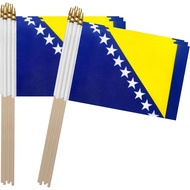 TSMD Bosnia dan Herzegovina Bendera Tongkat Bosnia Kecil Mini Pegang Tangan, 5x8 Inci, 12 Pek