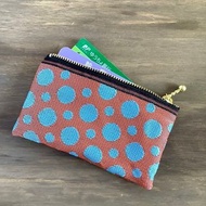【赤土の雨】畳縁　ぺたんこ　ミニポーチ　小銭入れ　カードケース　水玉　ドット　オレンジ　水色