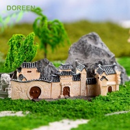 DOREEN Mini Resin House, Decorative Chinese Style Mini Old City Gate, Ancient Building House Models 