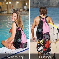 New Style Mesh Swimming Backpack Mesh Drawstring Sports Fitness Backpack Drawstring Bag Beach Backpa