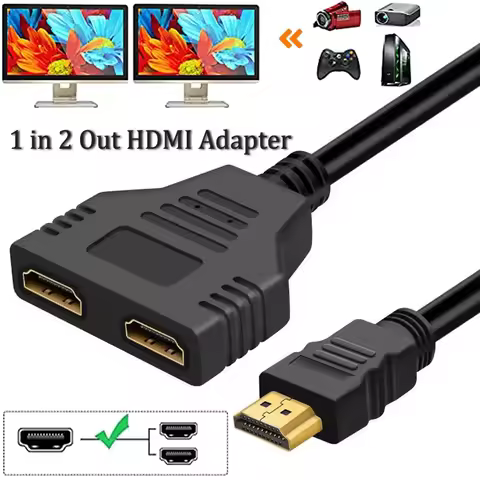 1 In 2 Out HDMI Adapter HDMI HD Cable Splitter 1080P 2 Dual Port Y Splitter For LCD TV Box PS3 HDMI-