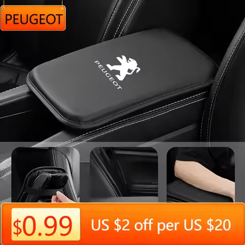 2025 Hot Leather Car Armrest Cushion Center Console Protective elbow Rest Pad For Peugeot 206 207 30