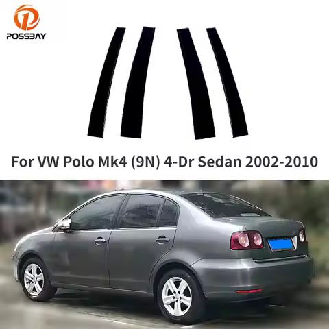 Black Window Door Column B C Pillar Post Cover Trim for Volkswagen Polo Mk4 (9N) 4-Door Sedan 2002-2