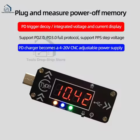 USB Charging Trigger Charger Voltmeter Ammeter 5V/9V/12V/15V/20V/PPS PD2.0 PD3.0 Type-C USB Decoy De