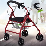 วีลแชร์ รถเข็นผู้ป่วยหัดเดิน พับเก็บได้มี6ล้อและที่พักเท้า รถเข็นช่วยเดิน walker 4 ขา รถเข็นคนแก่ wa
