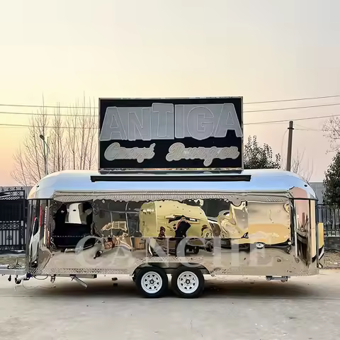 Fast food trailer with full sticker mobile food truck fully cooking equipment food stand food carava