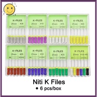 6Pcs/Box Dental Stainless Steel K Files Endo 21mm/25mm/28mm/31mm Root Cannal Endo K File Endodontic