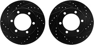 Dynamic Friction Company Front Brake Rotors-Drilled and Slotted-Black 8002-76027