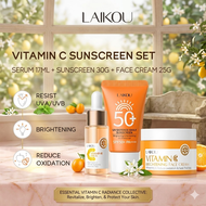 LAIKOU VC 3-in-1 Sun Care Kit - Serum Sunscreen & Cream With Dual Vitamin C, UV Defense & Skin Brigh