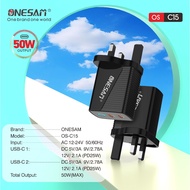 ONESAM OS-C15 GaN 50W Charger Adapter / PD 50W Super Quick Fast Charging / UK Plug