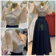 Modern Filipiniana mestiza top and skirt