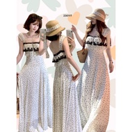 TW23011 Chiffon Dress With Lace Trim Waist Rope