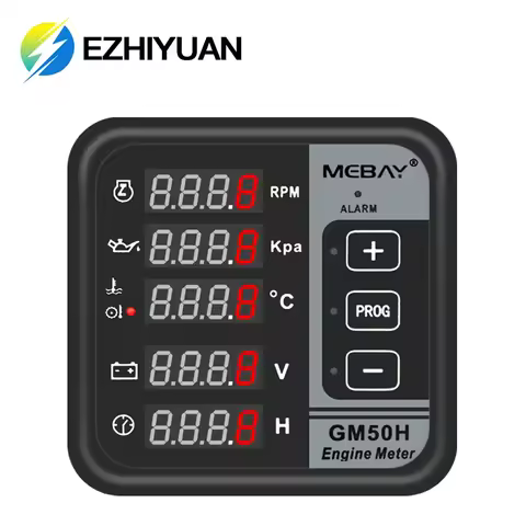 Mebay GM50H MK3 Engine Digital Meter Generator Monitor Battery voltage with Water Temperature Oil Pr