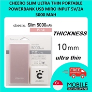 CHEERO SLIM ULTRA THIN PORTABLE POWERBANK USB MIRO INPUT 5V/2A 5000 MAH power bank