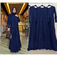 Gamis Humaira brokat tile mutiara M-L-XL-XXL JUMBO