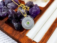 18K純金 天然緬甸A貨翡翠 平安扣墜子