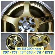 Alloy Rim Wheel 15" SGT-TC3 GOLD 6.5J / ET38 / 4H 100 / 4H 114.3 1pc