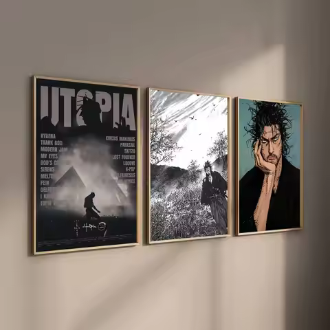 Manga Miyamoto Musashi Vagabond Anime Poster Self-adhesive Art Waterproof Paper Sticker Coffee House
