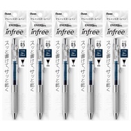Pentel Gel Ink Ballpoint Pen EnerGel InFree 0.5 Blue Black XBLN75TL-CA 5pcs