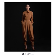 [asava aw25] Cecelia Gathered Cuff Tapered Pants กางเกงผู้หญิง ขายาว ทรงเทเปอร์ ขอบเอวยางยืด แต่งดีเ
