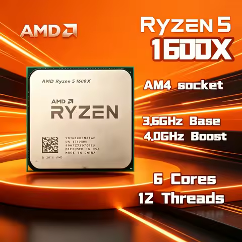 AMD R5 1600X 6 Core 12 Thread 3.6GHz 95W 16MB L3 Socket AM4 CPU Ryzen 5 1600X Desktop Pro Max Gaming