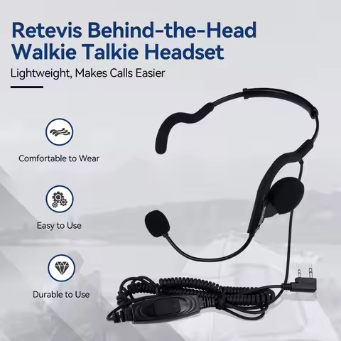 Retevis EHK014 RT3S Walkie Talkie Headset K2 Pin Connector PTT Portable Earpieces Coiled Cable Adjus