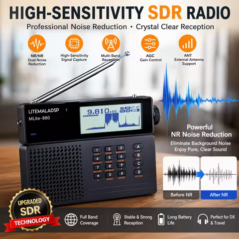 Latest MLite-880 Malahit SDR Receiver Malahiteam DSP Radio SSB/AM/FM RDS Portable Full Band Radio Di