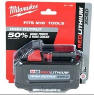 2022美沃奇milwaukee M18 6.0x1高輸出highoutput電池 ，此系列電池均才用21700電芯 ，原裝電池均比較緊張，美國美行，原封包裝   ，荃灣門市交收🙂