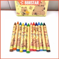 12Pcs Capybara Mini Anime Crayon Kawaii Student Graffiti Pen Cartoon Crayon Stationery