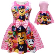 PAW Patrol Cosplay Marshall Rubble Chase Skye Girls Dresses Splicing Bow Princess Dress For 3-8 Years Kids Carnival Performance Costumes