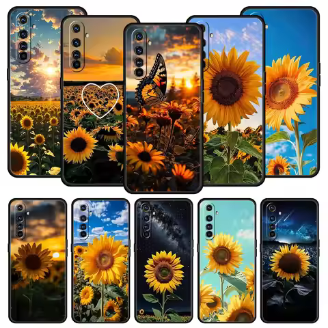 Beautiful Yellow Sunflower Phone Case For Realme 12 11 10 4G 9 8 5G 7 6 GT5 GT3 GT2 Pro Plus C21 C25