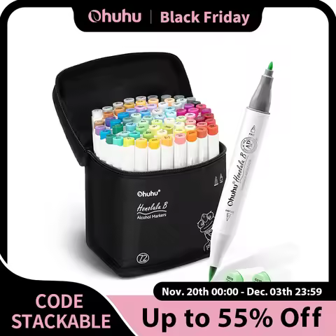 Ohuhu Honolulu B Marker Pen Set Color Markers Alcohol Art Markers Refillable Dual Tips Sketching Dra