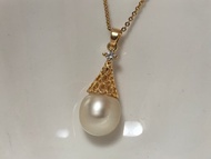 天然海水珍珠 南洋金珠 純銀吊墜 贈項鏈