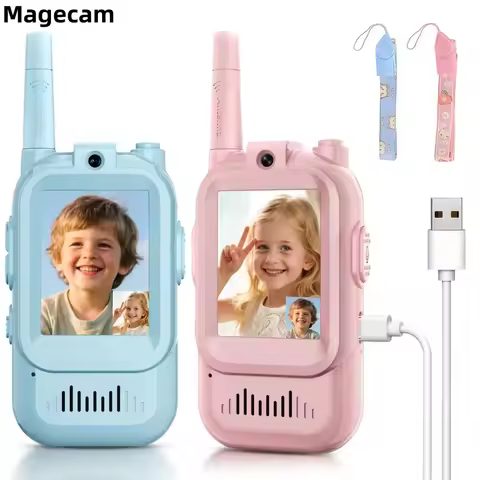 Magecam Video Walkie Talkies for Kids 2 Pack Rechargeable Intercom Walkie-talkie 2 Screen One-Click 