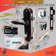 Set Handle Kunci Pintu ANELLO Model Bulat Besar 25cm Warna Hitam Minimalis Anello AN06L Black Series