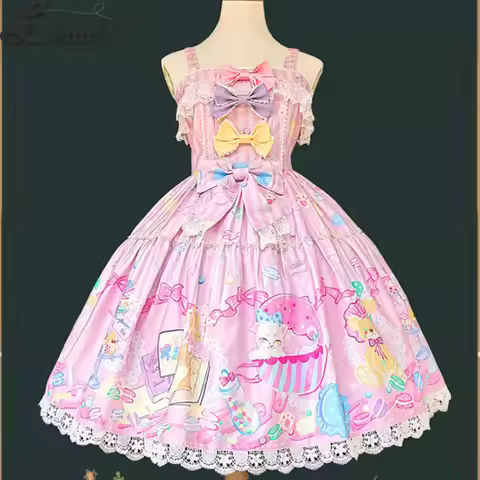 Sweet Ruffled Lolita JSK Dress Cotton Sleeveless Party Dress ~ Macaron Dolly House by Infanta