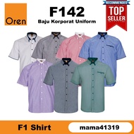 【mama41319】 OREN SPORT Baju Kemeja Korporat Lelaki Perempuan F1 Uniform Berkolar Lengan Pendek F142